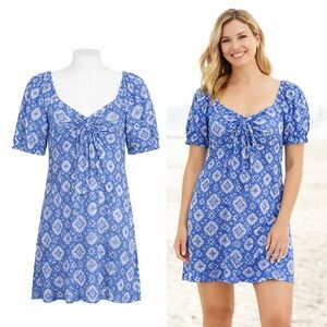 Live To Be Spoiled | Blue Paisley Mini Dress | Boho | Stretch | XXL